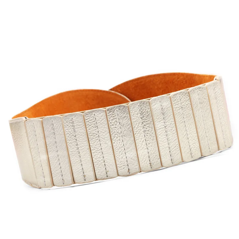 Модный женский широкий пояс корсет для женщин кожаный эластичный металлический