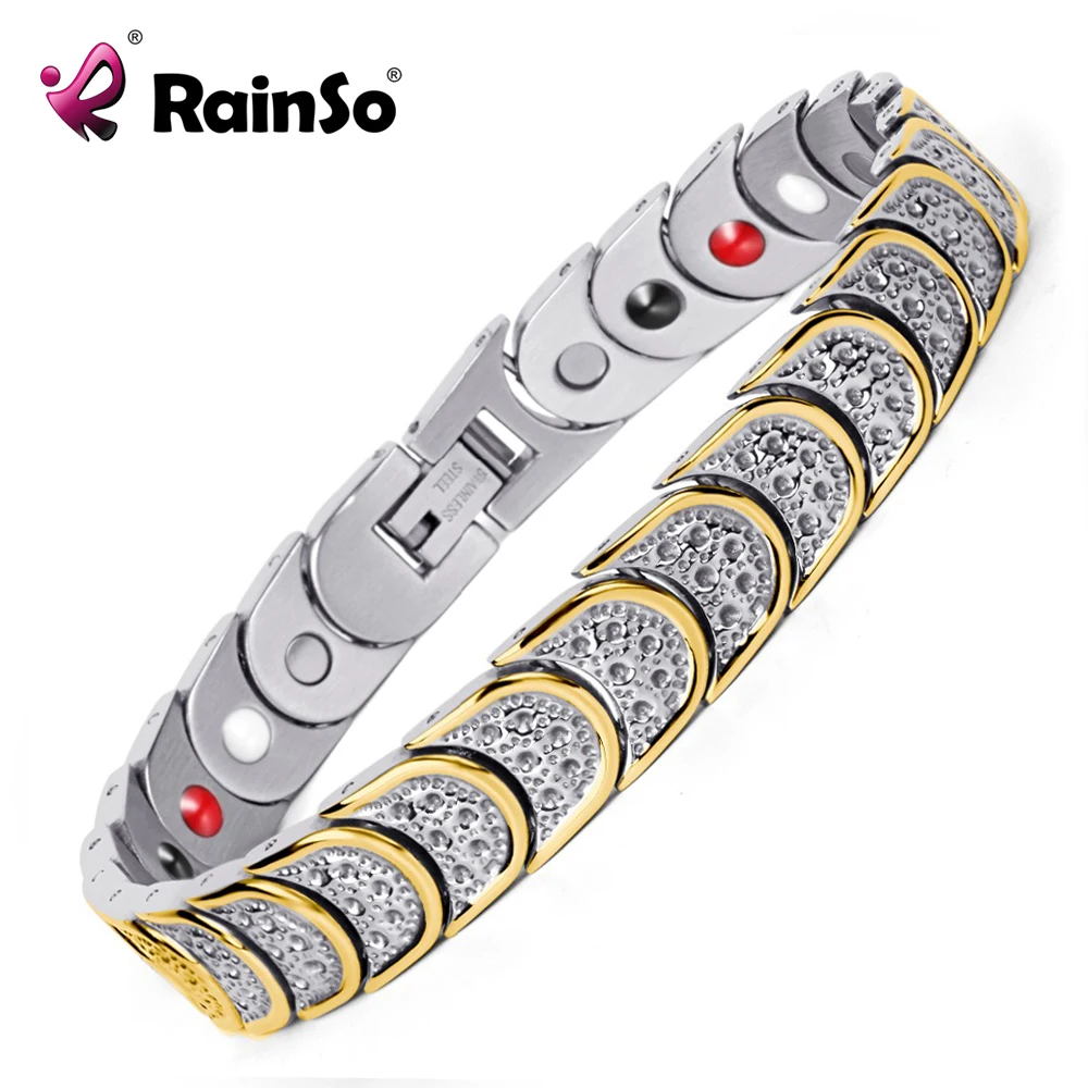 Rainso Модные Украшения магнитная здоровье и гигиена Ele для мужчин ts Магнитная ель Германий 316L нержавеющая сталь браслеты для мужчин OSB-768
