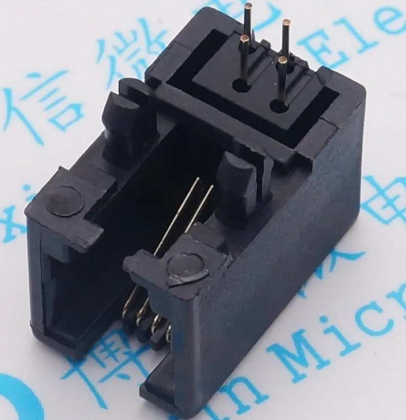 10 шт./лот RJ11 разъем RJ12 телефон 90 градусов 4pin Кристалл женский RJ95001 4P4C разъем| |