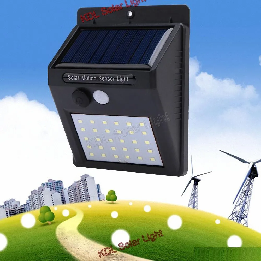LED Солнечная энергия PIR датчик движения настенный светильник 30 наружный