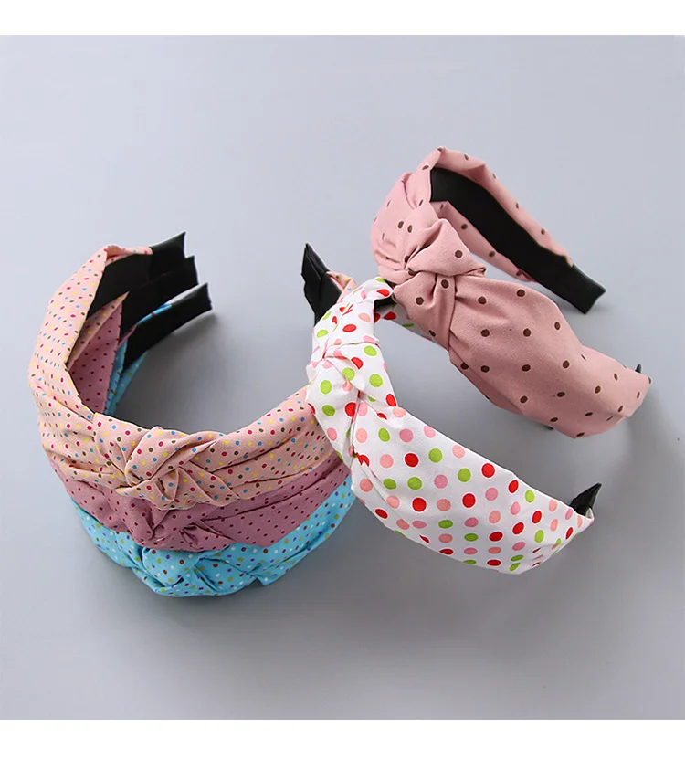 New Fashion Girls Cute Cartoon Dot Flower Smile Face Cloth Headband Kids Birthday Gifts Hairbands Hair Bands Hair Accessories
