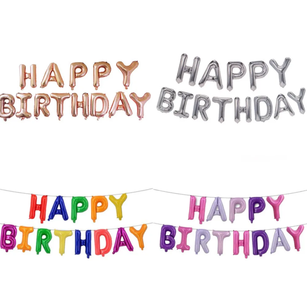 ZT Happy birthday party decorations kids letter 16 inch rose gold imitation beauty thin aluminum balloon JJ-QQ7* | Дом и сад
