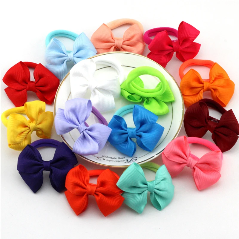30 шт 2," лента луки с заколки для девочек бант для волос, бутик HairClip Головные уборы лук эластичный резинка для волос Бабочка Детские аксессуары для волос