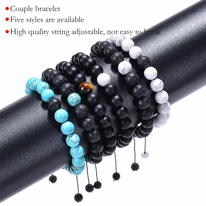 Лава вулкан белый сосновый камень шармики любящие браслет мужской натуральный