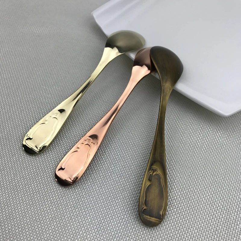 1 шт. винтажные столовые приборы красная медная латунная ложка Золотая столовая