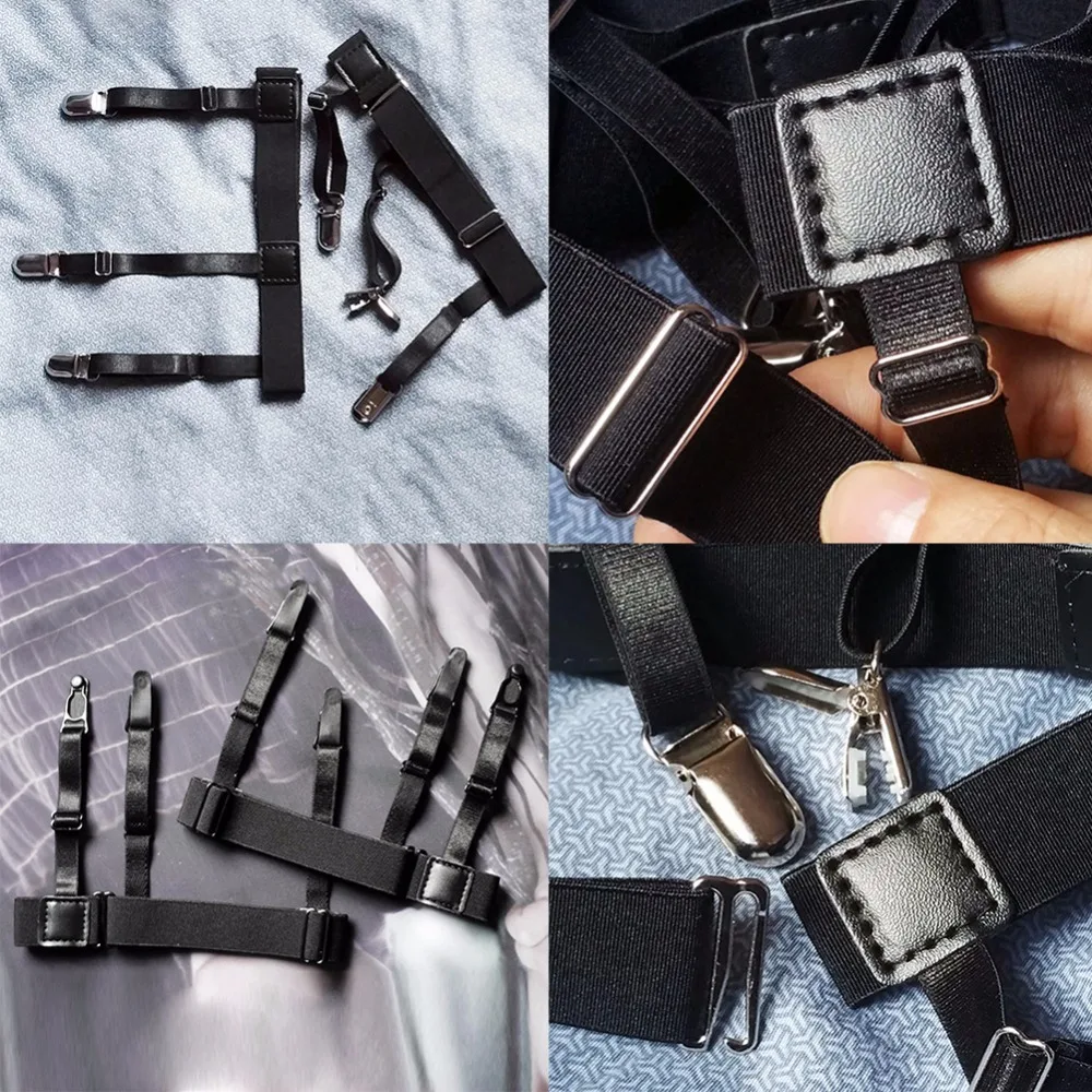 2 шт., мужская рубашка, подвязки, эластичный нейлон, регулируемый, скользящий, сексуальный, держатель для рубашки, устойчивый к изгибу пояс, стремя, стильные подтяжки