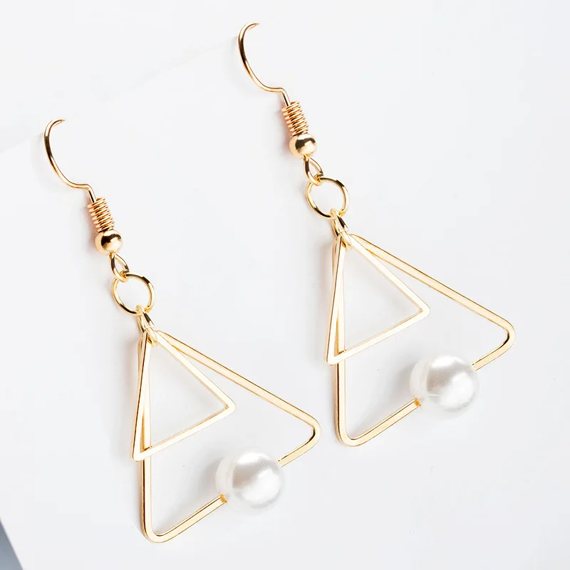 Siywina европейских и американских Простой Винтаж Двойные треугольные Серьги с