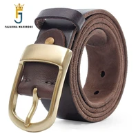 fajarina high quality brass pin buckle metal retro belt accessory 100 pure cowskin leather accessories belts for men n17fj318