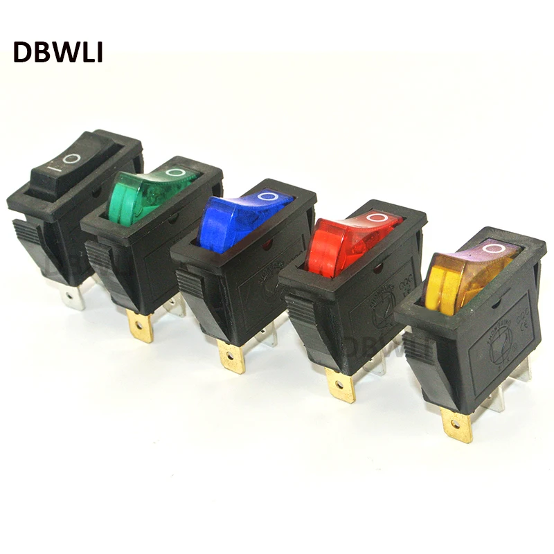 5 шт вкл/выкл led освещенный прямоугольный рокер переключатель SPST|on/off rocker switch|rectangle