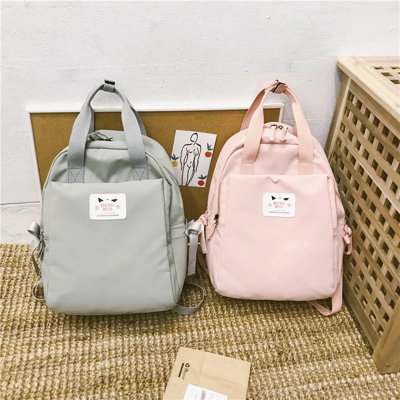 Menghuo нейлон сплошной цвет Девушка Рюкзак Новая Мода Студенческая сумка