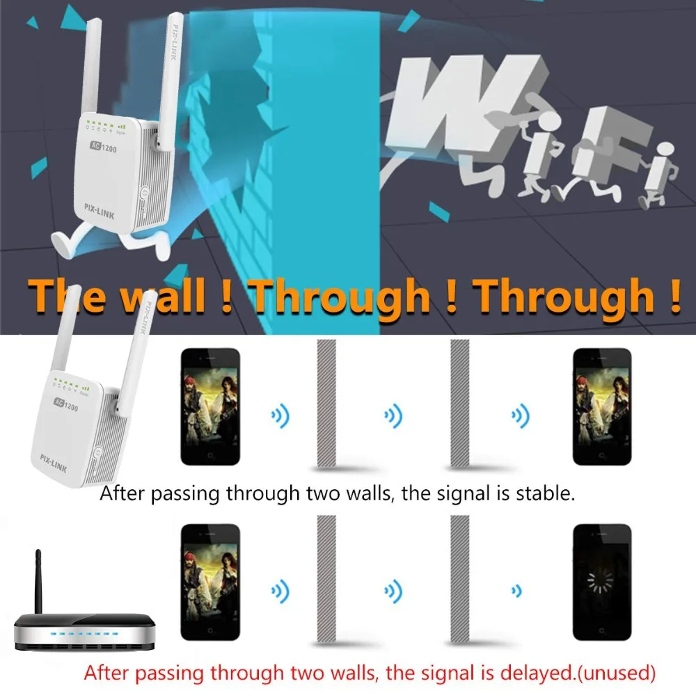 PIXLINK LV AC11 AC12 AC1200 ретранслятор/маршрутизатор/точка доступа Беспроводной Wi Fi с