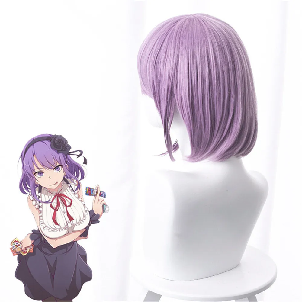 Фиолетовый короткий прямой высокотемпературный парик из синтетического волокна