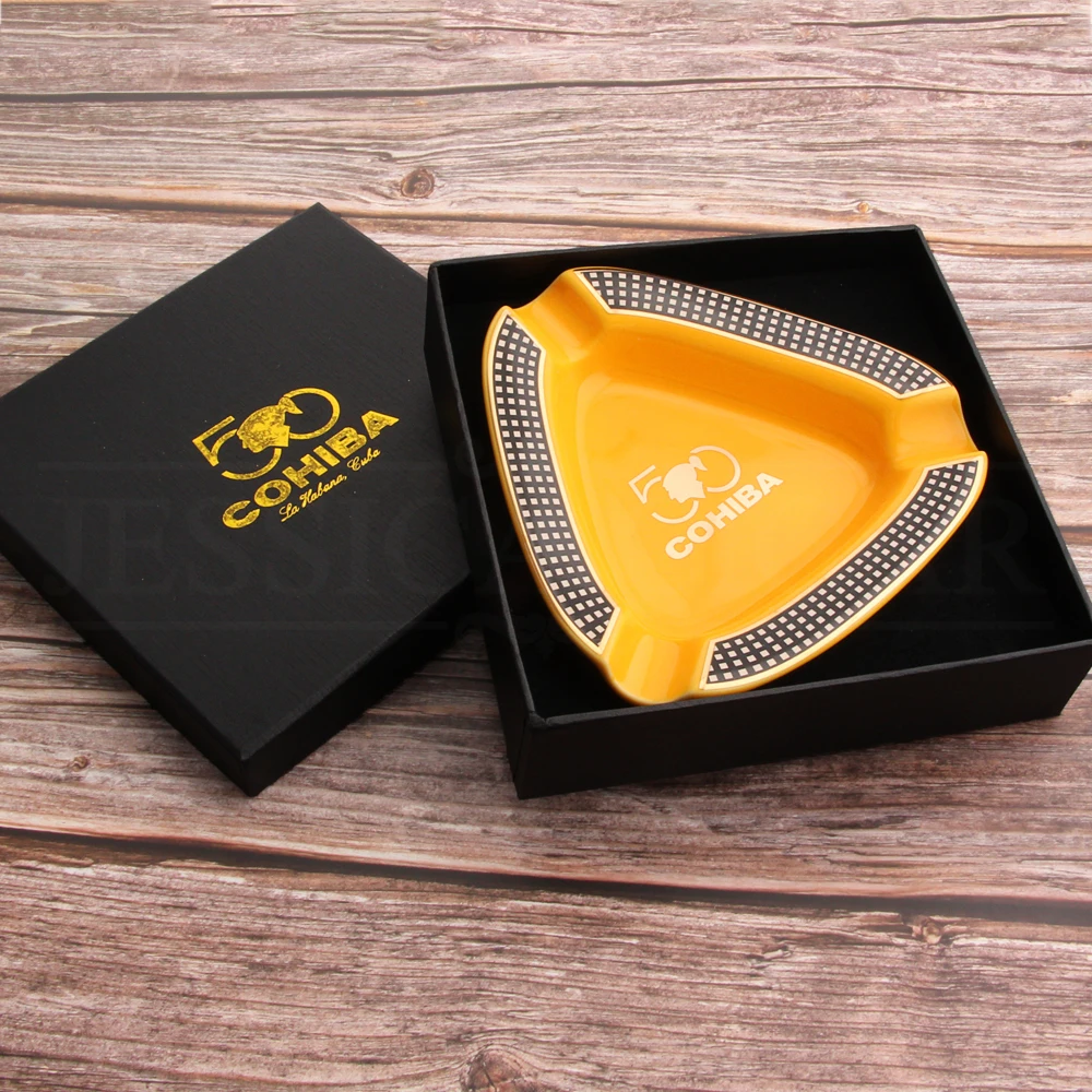 COHIBA гаджеты для сигар пепельница домашних портативная керамическая на 3 сигары