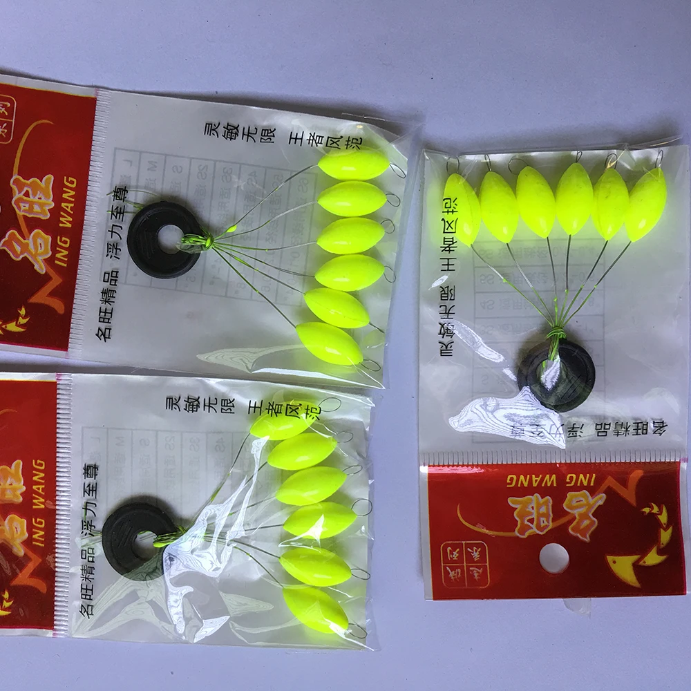 10bag 60pcs Float fishing float light yellow 7-star night floats floating set types kit plastic combination boyas pesca flotador | Спорт и