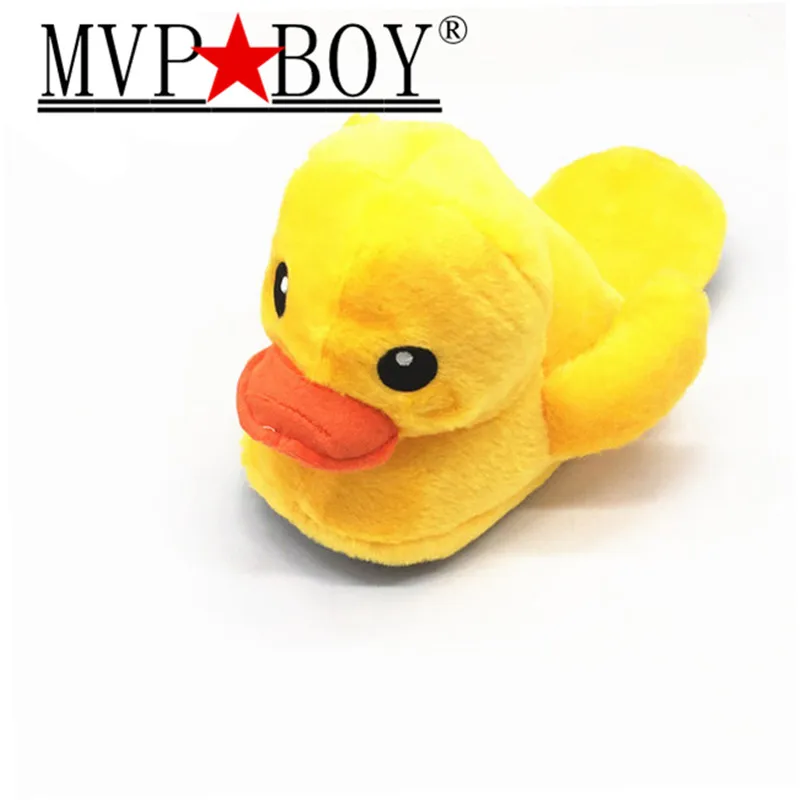 MVP/домашняя плюшевая обувь с героями мультфильмов для мальчиков милые хлопковые тапочки с большой желтой уткой женская зимняя теплая Домашняя обувь с хлопковой подкладкой мягкая подошва