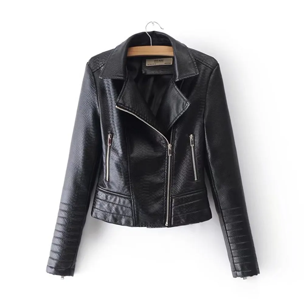 

Dreamskull Women's Black PU Faux Leather Short Motorcycle Biker Jacket