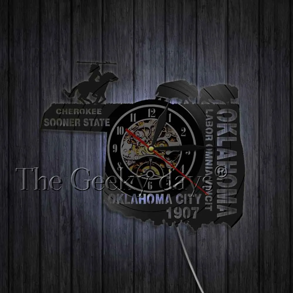 Oklahoma Cherokee source State Scenery настенный Декор виниловые 3D настенные часы современный