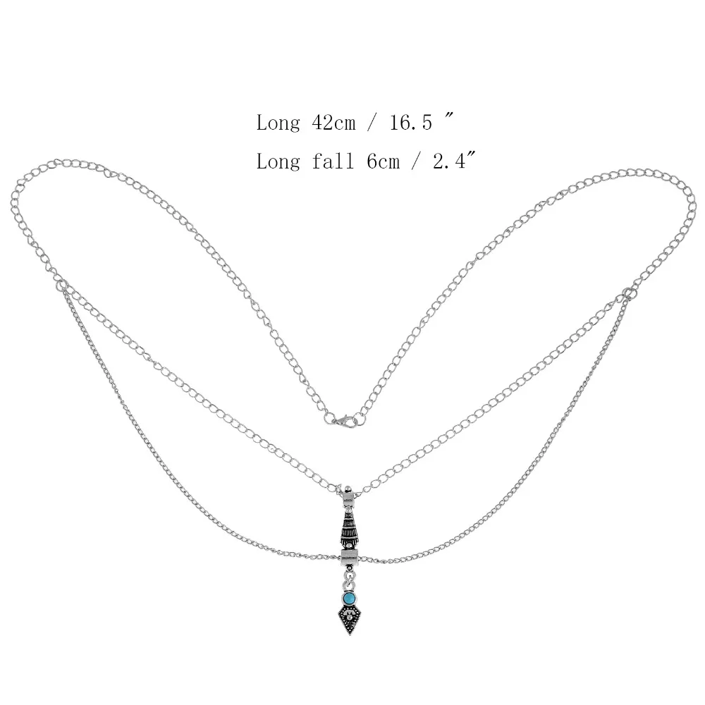 Женская двухслойная цепочка с кисточками серебристая на талию бикини