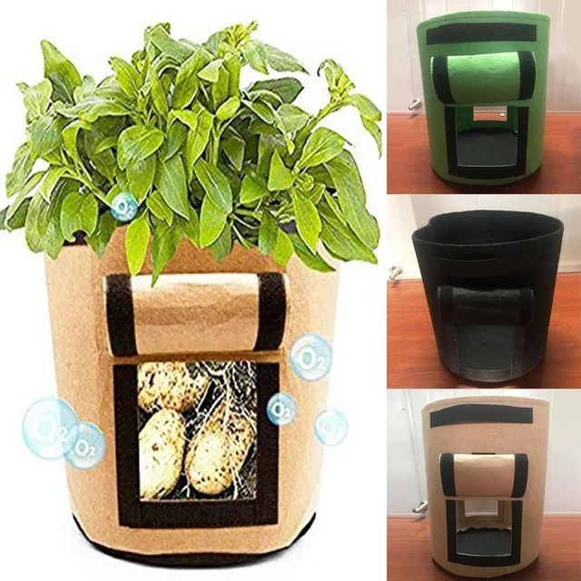 10/7 Gallon Potato Grow Bag Double Door Pot Nonwoven Environmentally Friendly Indoor Outdoor Plant Bag