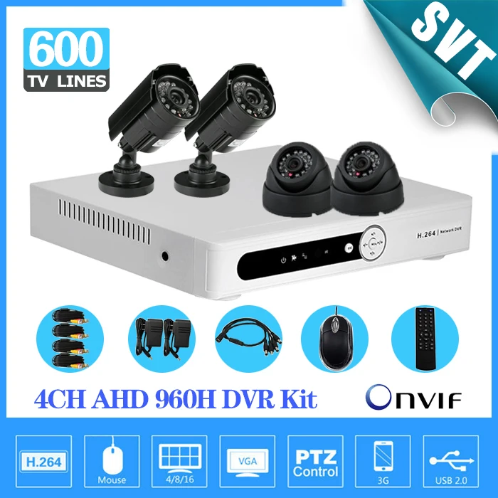 Главная 4CH Full AHD 720 P DVR Kit ВИДЕОНАБЛЮДЕНИЯ День Ночь Камеры Безопасности Наблюдения