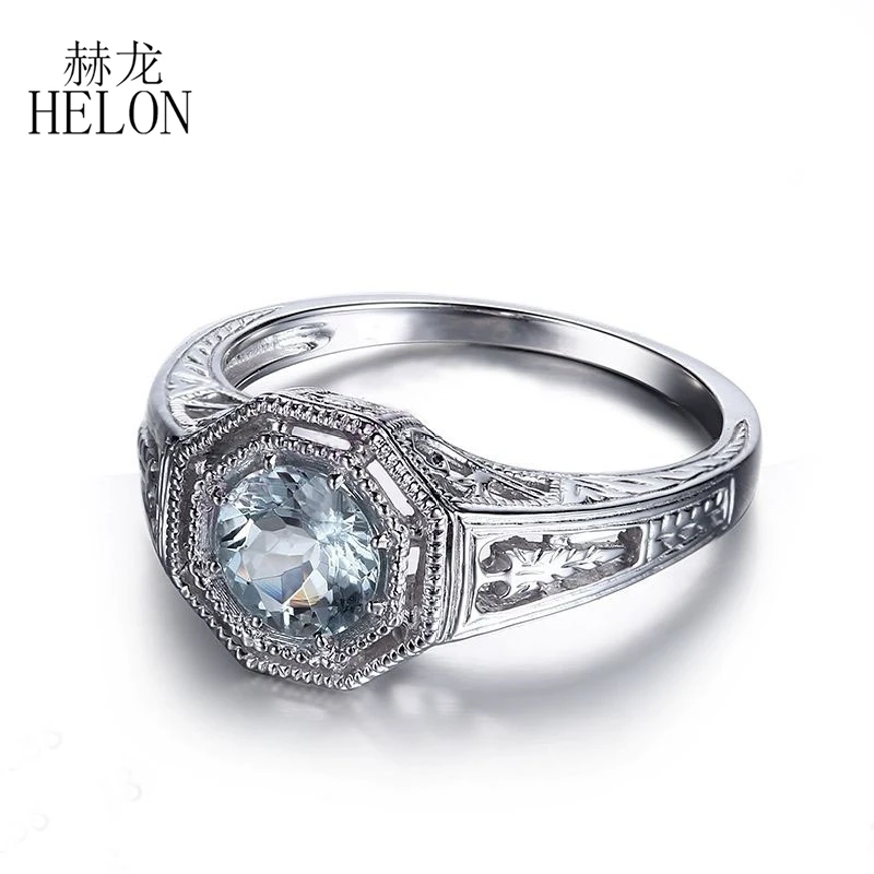 Кольцо из серебра 925 пробы с натуральным аквамарином 6 мм|natural aquamarine ring|fine jewelryvintage