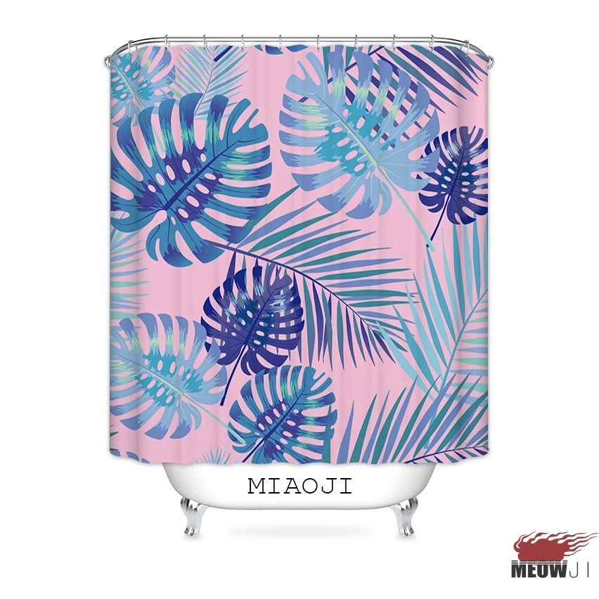 [MIAOJI] пышные Гигантские Зеленые листья растения ткань печать занавеска для душа