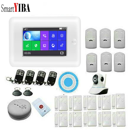 SmartYIBA App control GPRS WiFi 3g сигнализация система домашней безопасности 4 3 ''полный