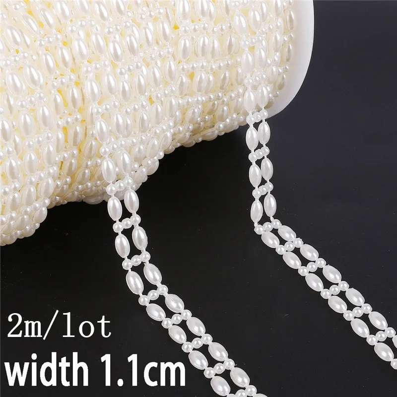 1.1cm 2m 1-2 м/уп. мульти-Размер ABS имитация жемчуга бусины цепь отделка для DIY Свадебная вечеринка украшения ювелирных изделий фурнитура Ремесло АКСЕССУАРЫ - Цвет: 1.1cm 2m
