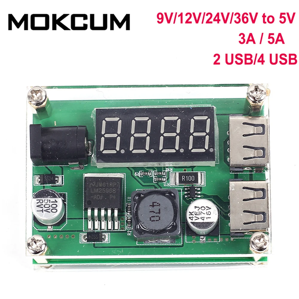9 в 12 В 24 36 48 60 до 5 Преобразователь мощности DC понижающий модуль питания USB