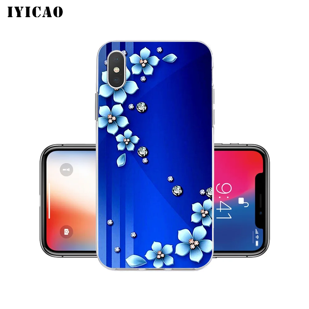 Мягкий силиконовый чехол IYICAO для iPhone X XR XS MAX 6 6s 7 8 Plus 5 SE из ТПУ со стразами и