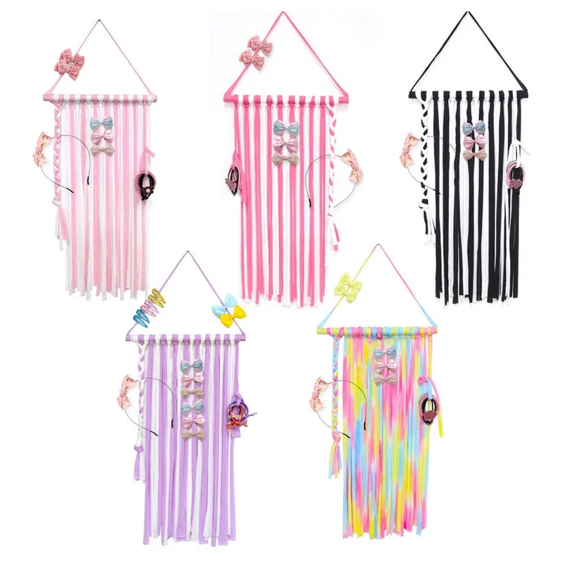 1 шт. Женский держатель для волос с бантиками настенный ремень хранения