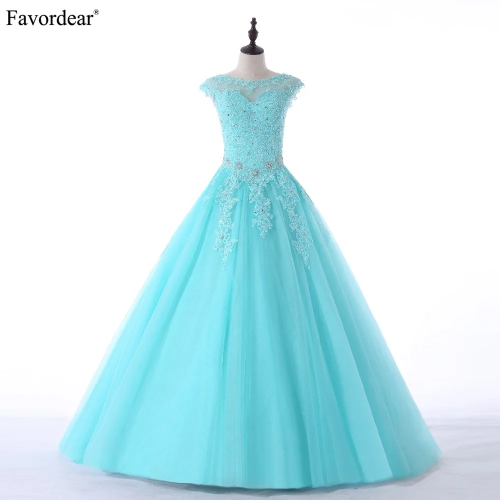 Favordear Новая коллекция Бальные платья 15 лет Vestidos De 15 Anos с высоким воротом красные, розовые, бирюзовые Бальные платья Вечерние платья