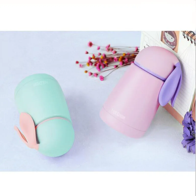 300 мл Детские термосы с мультяшным Кроликом милая двухслойная кружка из