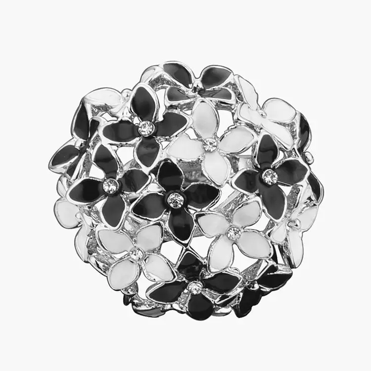 Модные обручальные кольца ювелирные Bague Femme черно-белый эмалированный Клевер