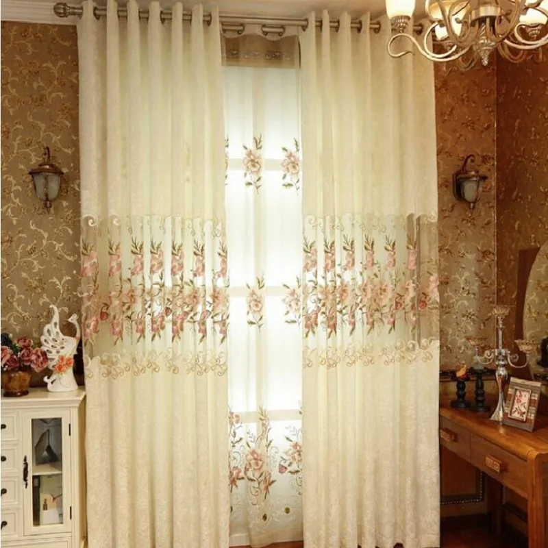 Европейский Стиль Вышитые Чистый Занавес Для Гостиной Высокое Качество Жалюзи
