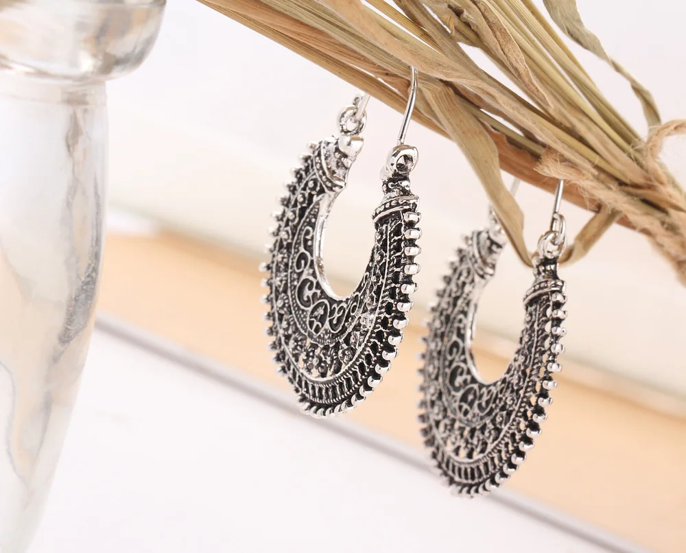 Женские Винтажные висячие серьги в этническом стиле с цветком U дизайнерские