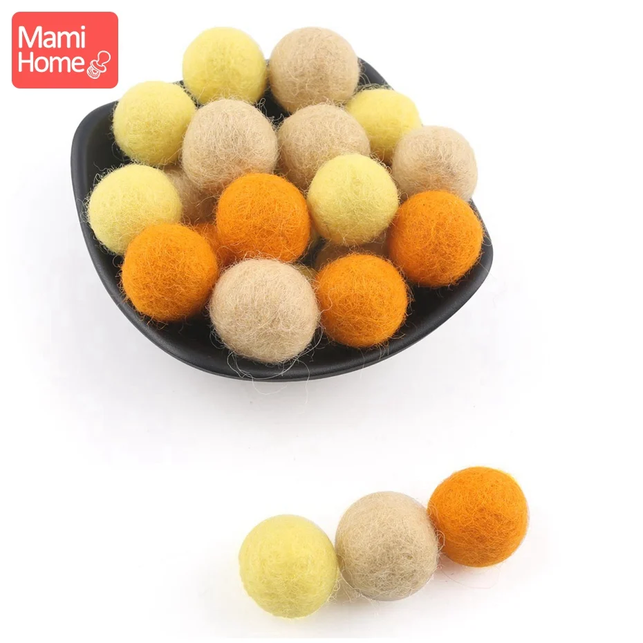 yellow wool ball 25 шт., шерстяные шарики, цветные бусины, рождественский подарок, поделки своими руками, аксессуары для ухода за ребенком, Декор, войлок, шерсть, мягкое изготовление детской кровати - Цвет: yellow wool ball