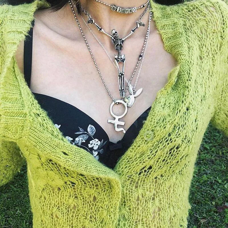 Женское Ожерелье из нержавеющей стали в стиле Харадзюку ювелирное изделие с