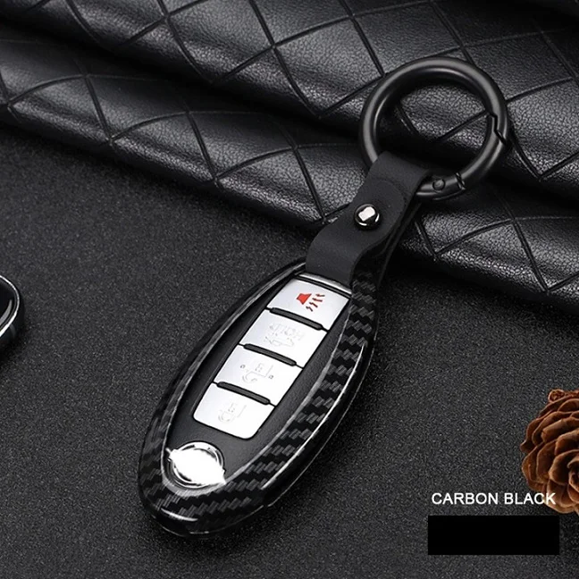 Carbon Black Cabon волоконный сплав чехол ключа дистанционного управления автомобилем чехол для Nissan Qashqai J10 J11 X-Trail t31 t32 пинает Tiida Pathfinder Murano Note, Juke - Название цвета: Carbon Black