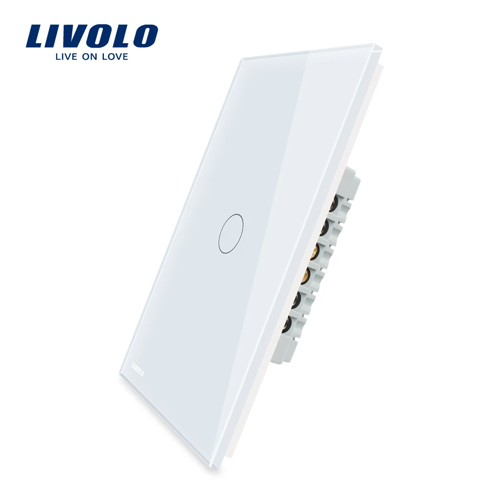 White Производитель Livolo, AU/US стандартный сенсорный экран настенный выключатель света, 1 банды 1 способ VL-C501-11/12 - Цвет: White