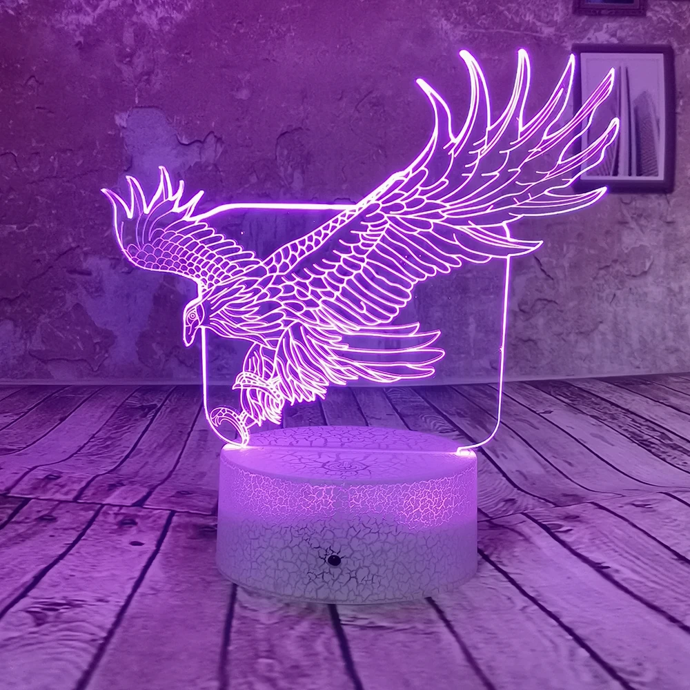 Прямая поставка милый Орел LED RGB USB 7 цветов 3D ночник Иллюзия градиент детская