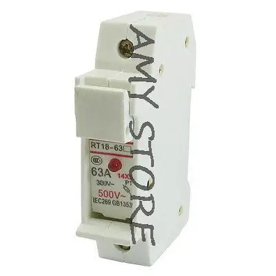 AC 380V 63A однополюсный 14x51mm держатель предохранителя 35mm DIN рейку крепление RT18-63X |