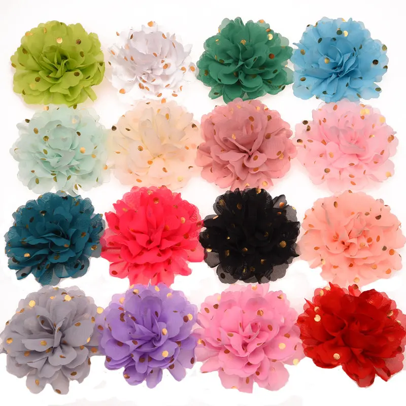 120 шт золотые точки печати шифон дискотеки цветы пышные Цветы Аксессуары без