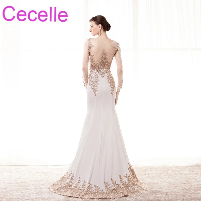 Цвета слоновой кости Русалка Длинные вечерние платья 2019 с длинными рукавами