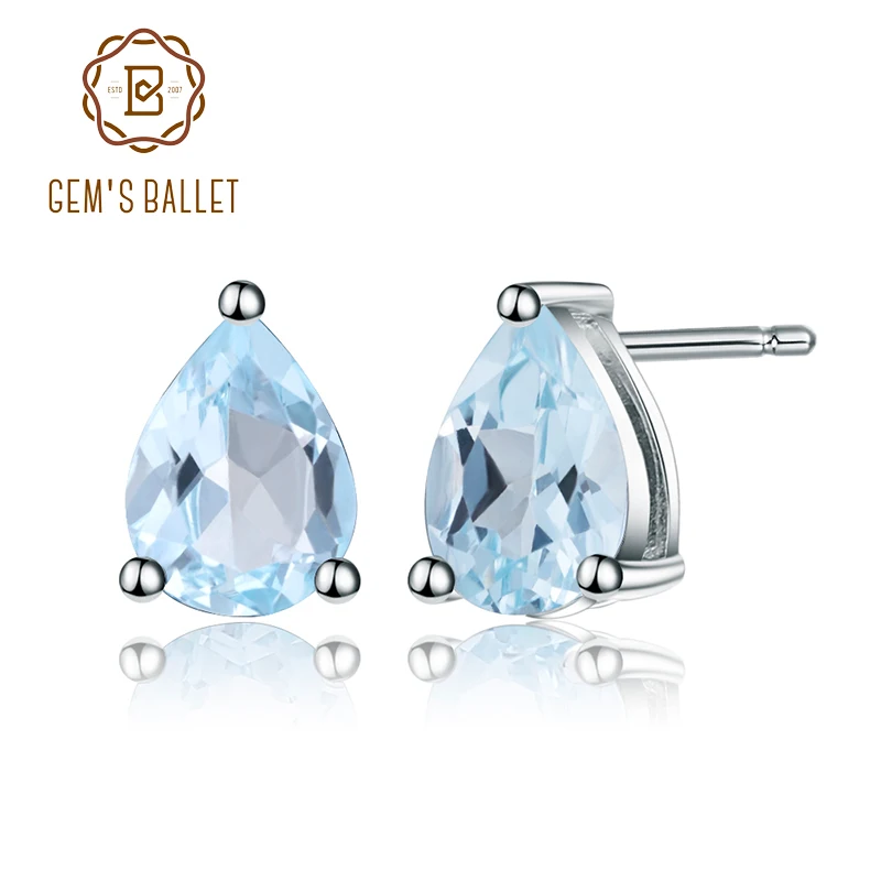 

Gem's Ballet 5*7mm 1.68Ct Natural Sky Blue Topaz Gemstone Stud Earrings 925 Sterling Silver Fashion Jewelry for Women