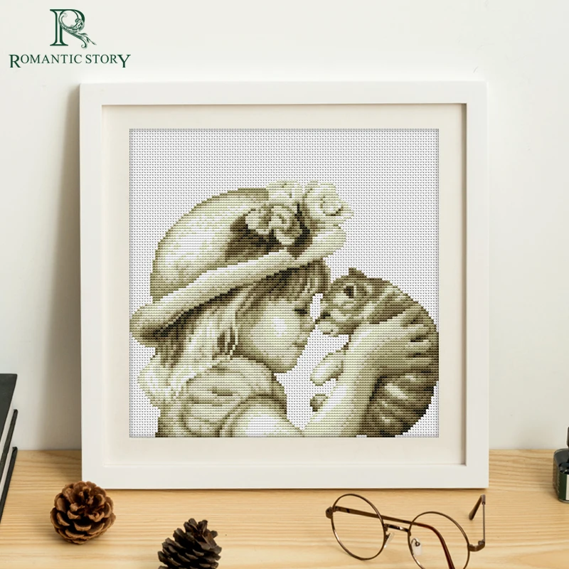 Набор для вышивки крестиком с романтической историей вышивка девочек и кошек в