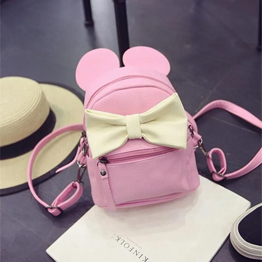 

Модная женская сумка, качественная кожаная женская сумка, рюкзаки, милый мини-рюкзак с бантом в виде животных и милыми ушками, Детский рюкза...