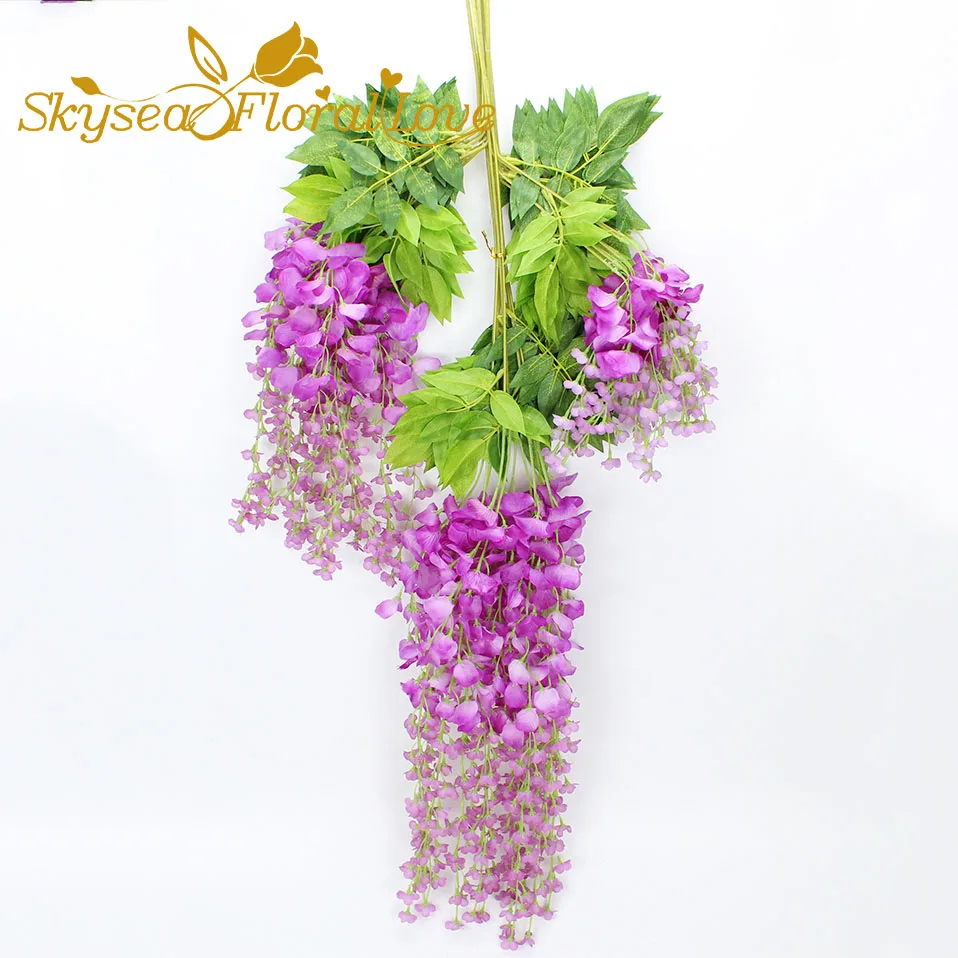 Искусственные цветы Глициния длиной 110 см 12 шт. искусственные шелковые для