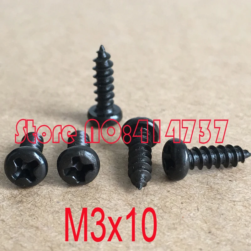 1000 шт./лот M3X10 Стальная Круглая головка с черным микроэлектронным винтом