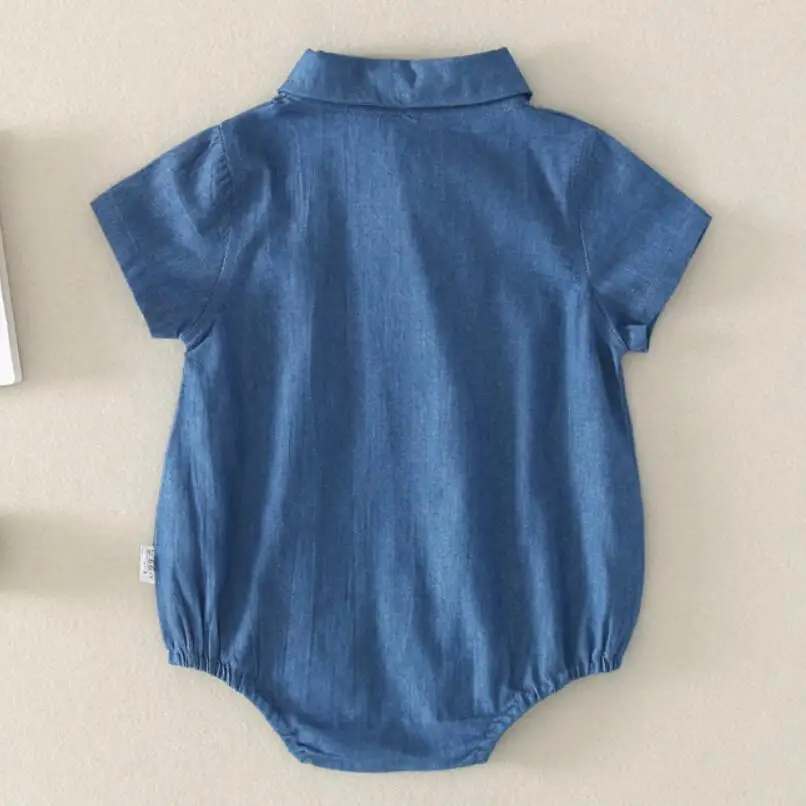 2020 летние джинсовые рубашки для мальчиков и девочек джинсы боди новорожденных